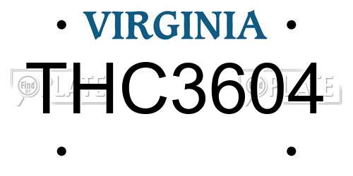 THC3604 Virginia License Plate
