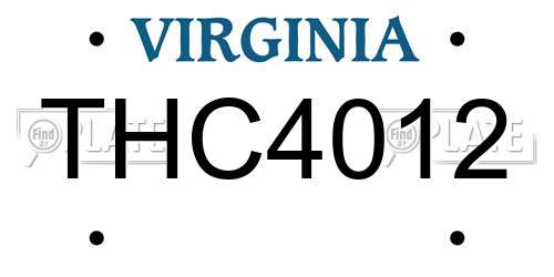 THC4012 Virginia License Plate