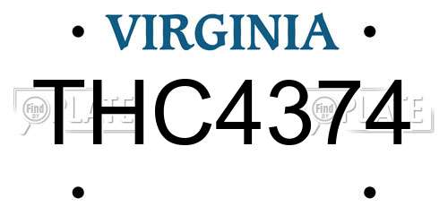 THC4374 Virginia License Plate