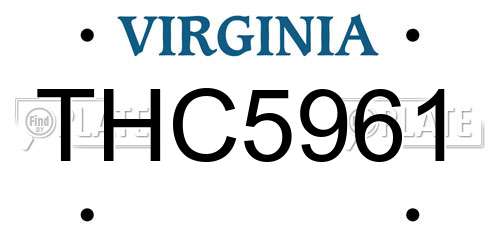 THC5961 Virginia License Plate