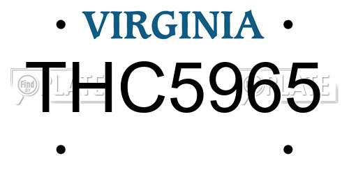 THC5965 Virginia License Plate