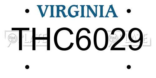 THC6029 Virginia License Plate