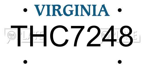 THC7248 Virginia License Plate