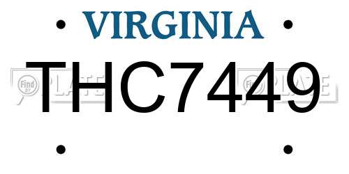 THC7449 Virginia License Plate