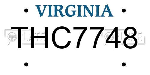 THC7748 Virginia License Plate
