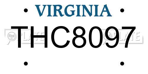 THC8097 Virginia License Plate