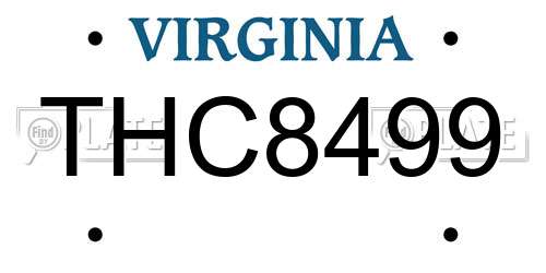THC8499 Virginia License Plate