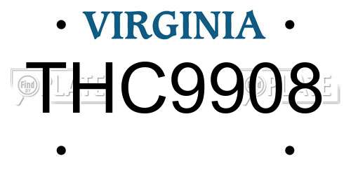 THC9908 Virginia License Plate