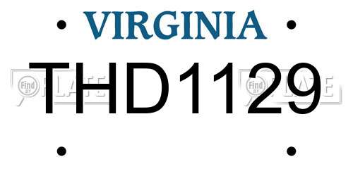 THD1129 Virginia License Plate