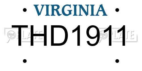 THD1911 Virginia License Plate