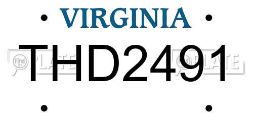 THD2491 Virginia License Plate