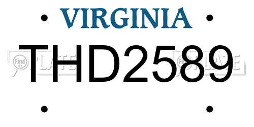 THD2589 Virginia License Plate