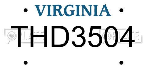 THD3504 Virginia License Plate