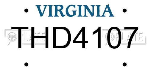 THD4107 Virginia License Plate