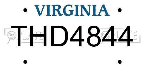 THD4844 Virginia License Plate