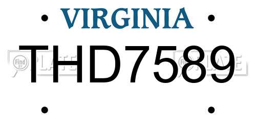 THD7589 Virginia License Plate
