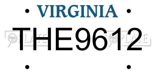 THE9612 Virginia License Plate