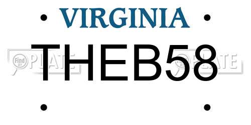 THEB58 Virginia License Plate