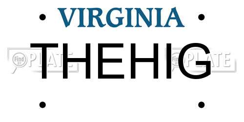 THEHIG Virginia License Plate