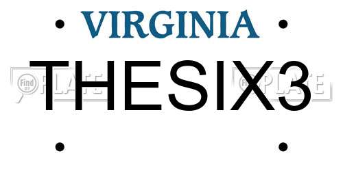 THESIX3 Virginia License Plate