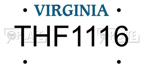 THF1116 Virginia License Plate