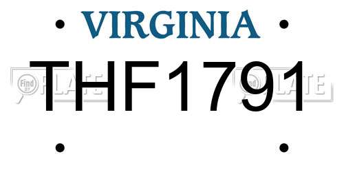 THF1791 Virginia License Plate