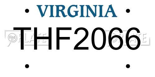 THF2066 Virginia License Plate