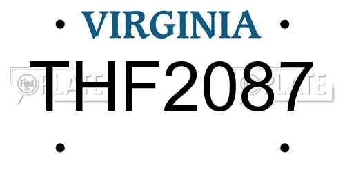 THF2087 Virginia License Plate