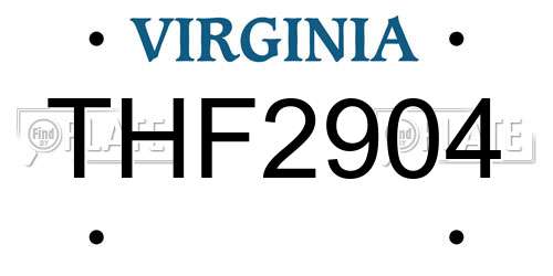 THF2904 Virginia License Plate