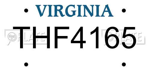 THF4165 Virginia License Plate