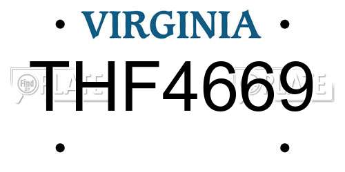 THF4669 Virginia License Plate
