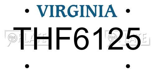 THF6125 Virginia License Plate