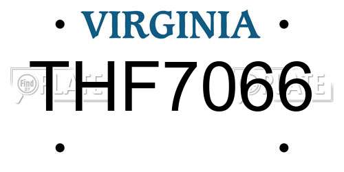 THF7066 Virginia License Plate