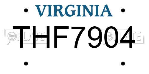 THF7904 Virginia License Plate