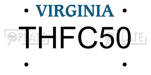 THFC50 Virginia License Plate