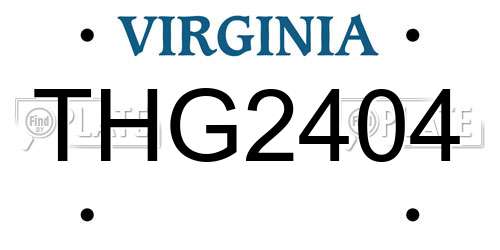 THG2404 Virginia License Plate