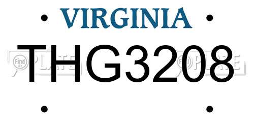 THG3208 Virginia License Plate