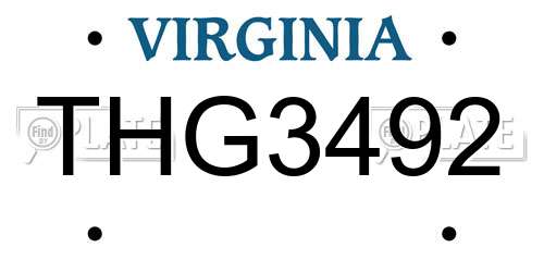 THG3492 Virginia License Plate
