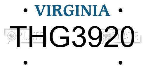 THG3920 Virginia License Plate