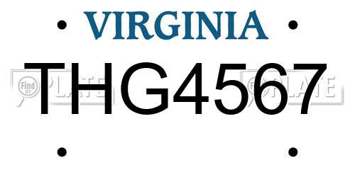 THG4567 Virginia License Plate