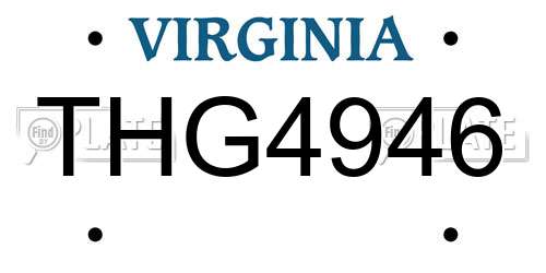 THG4946 Virginia License Plate