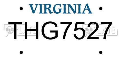 THG7527 Virginia License Plate