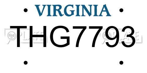 THG7793 Virginia License Plate