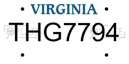 THG7794 Virginia License Plate