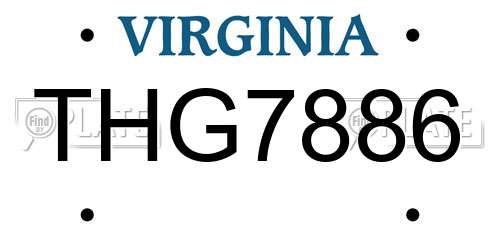 THG7886 Virginia License Plate