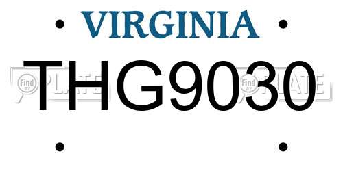 THG9030 Virginia License Plate
