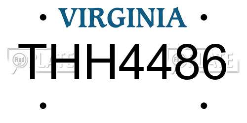 THH4486 Virginia License Plate