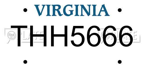 THH5666 Virginia License Plate