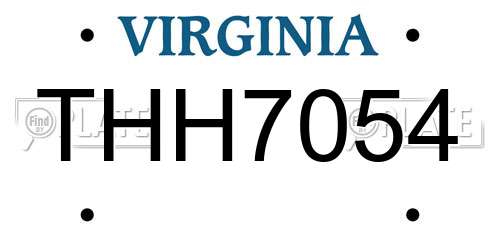 THH7054 Virginia License Plate