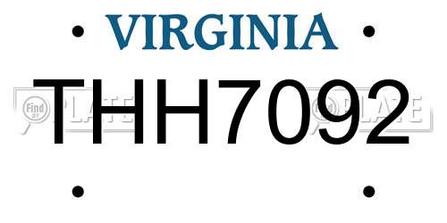 THH7092 Virginia License Plate